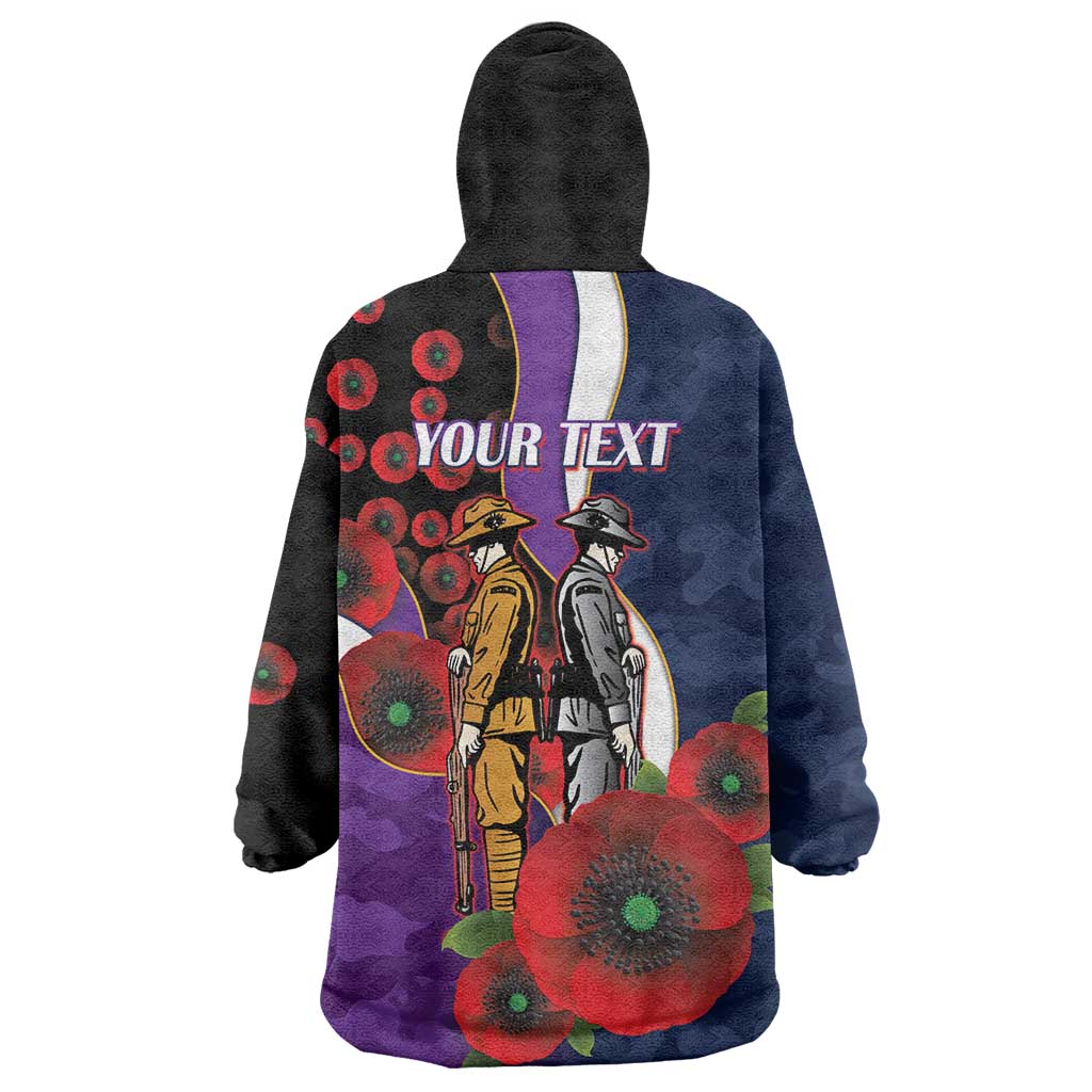 Melbourne Storm ANZAC Personalised Wearable Blanket Hoodie Lest We Forget Poppy Camo