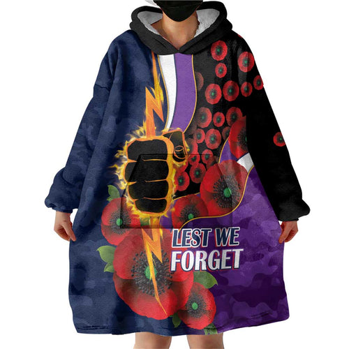 Melbourne Storm ANZAC Personalised Wearable Blanket Hoodie Lest We Forget Poppy Camo