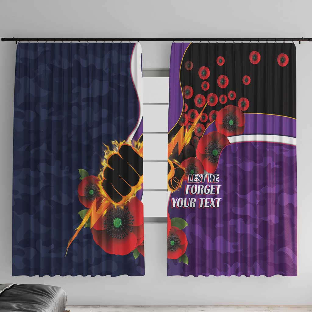 Melbourne Storm ANZAC Personalised Window Curtain Lest We Forget Poppy Camo