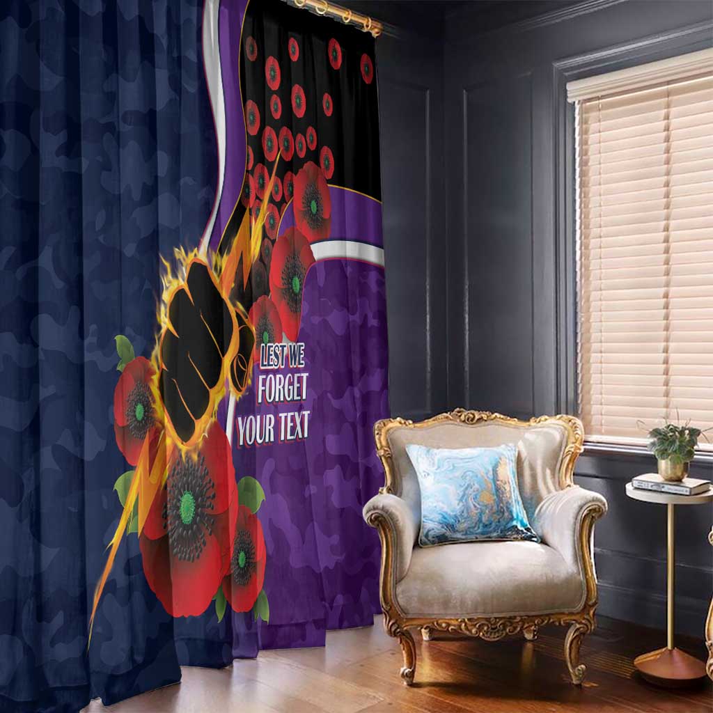 Melbourne Storm ANZAC Personalised Window Curtain Lest We Forget Poppy Camo