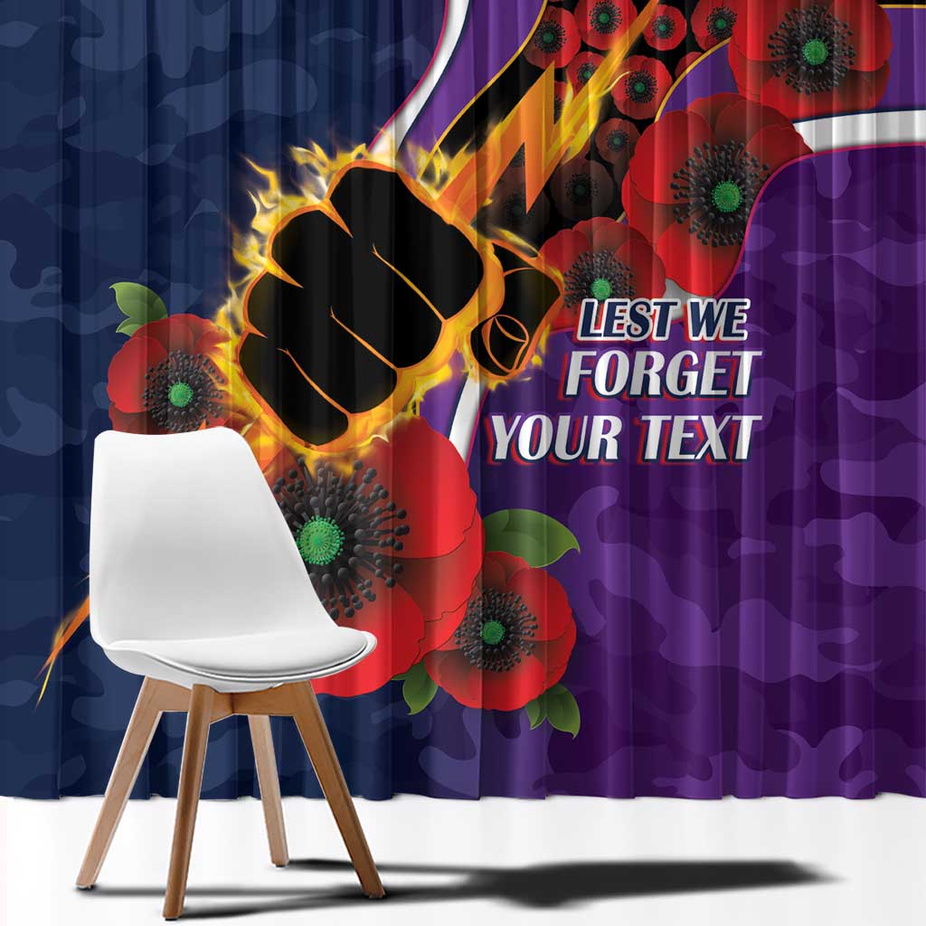 Melbourne Storm ANZAC Personalised Window Curtain Lest We Forget Poppy Camo