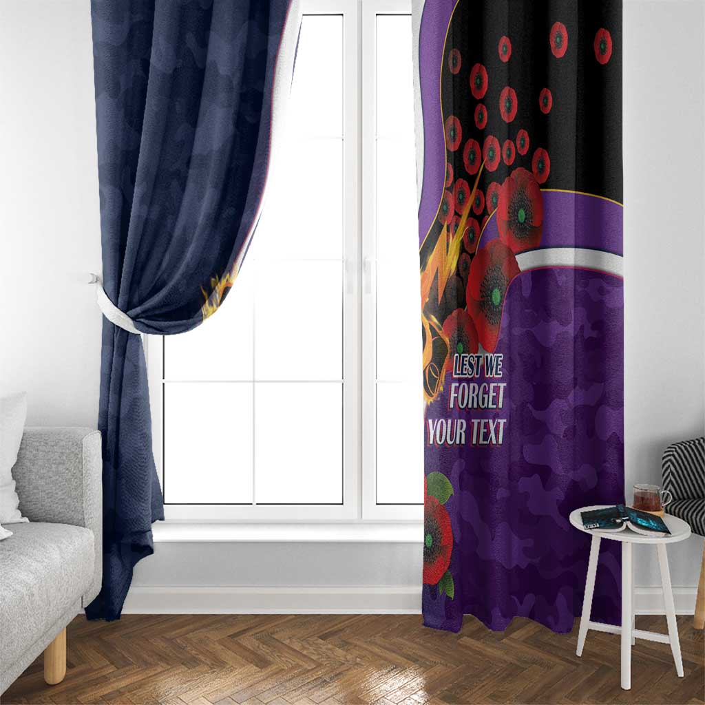 Melbourne Storm ANZAC Personalised Window Curtain Lest We Forget Poppy Camo