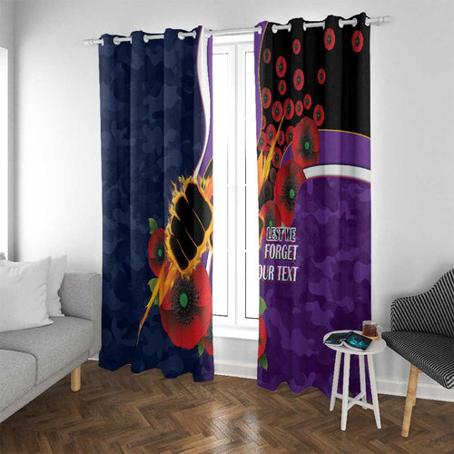 Melbourne Storm ANZAC Personalised Window Curtain Lest We Forget Poppy Camo