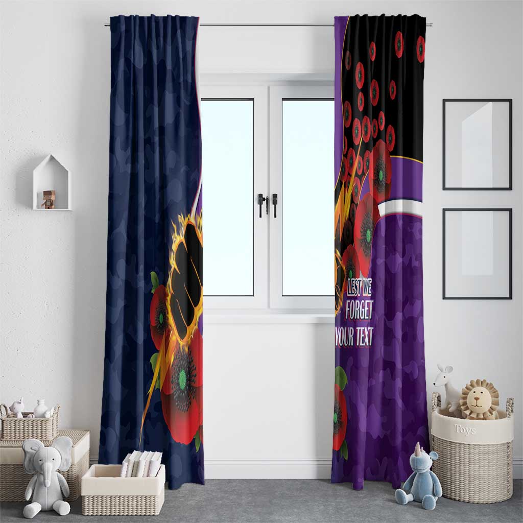Melbourne Storm ANZAC Personalised Window Curtain Lest We Forget Poppy Camo