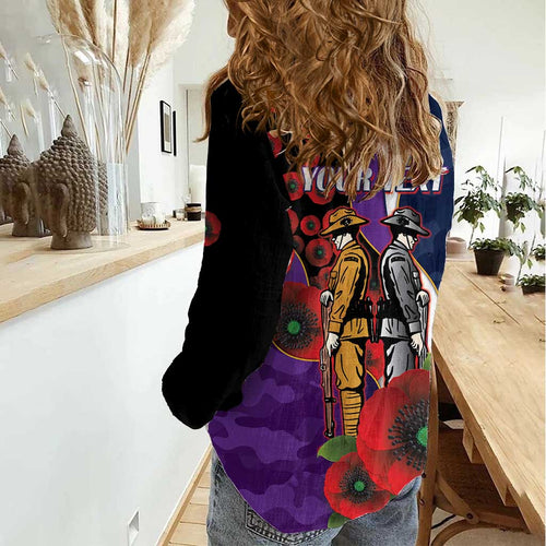 Melbourne Storm ANZAC Personalised Women Casual Shirt Lest We Forget Poppy Camo