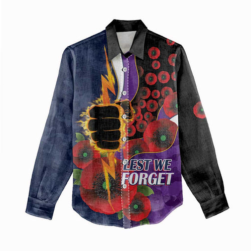 Melbourne Storm ANZAC Personalised Women Casual Shirt Lest We Forget Poppy Camo