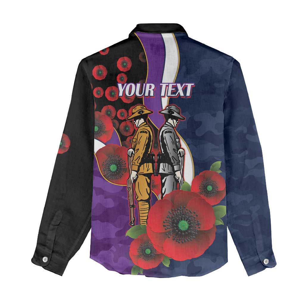 Melbourne Storm ANZAC Personalised Women Casual Shirt Lest We Forget Poppy Camo
