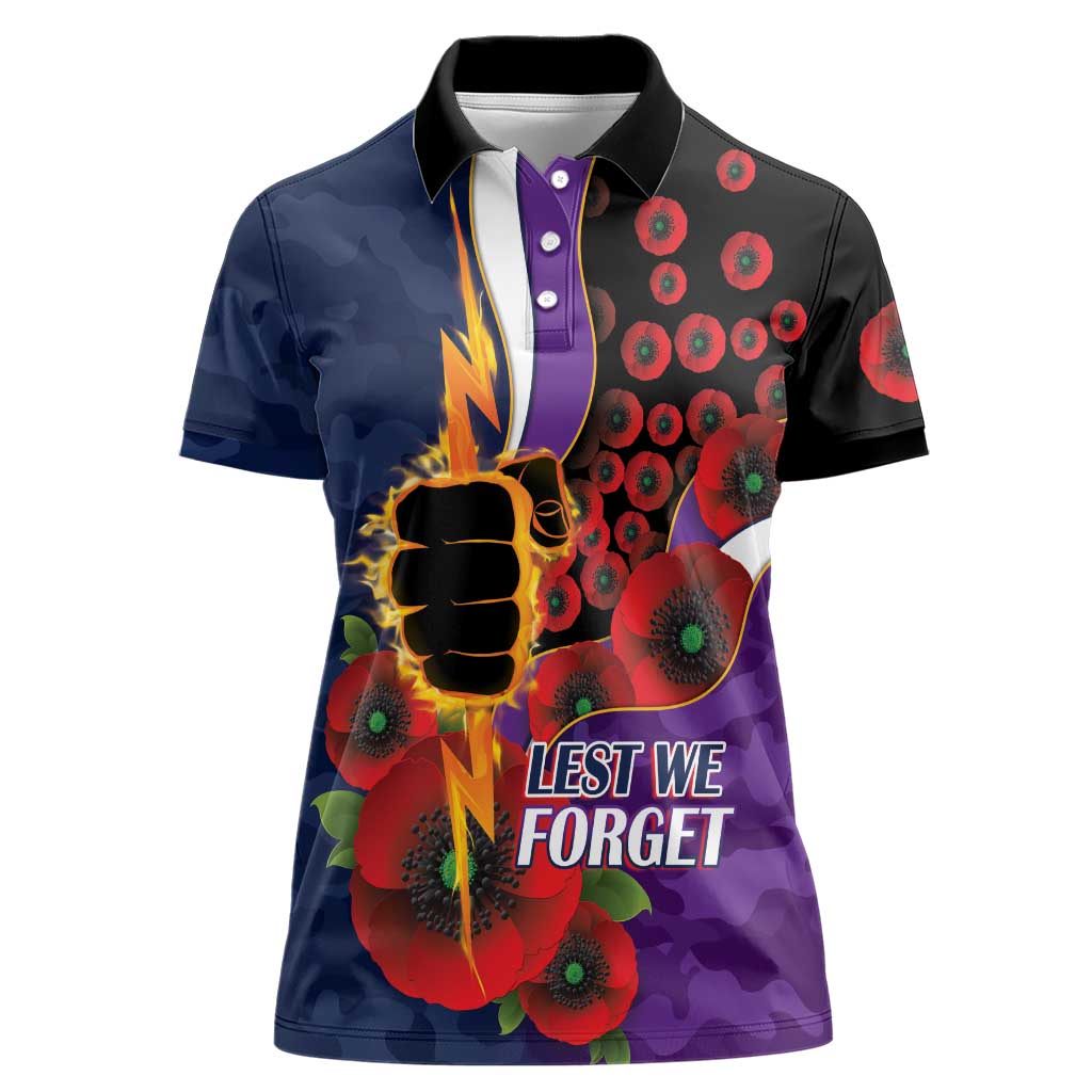 Melbourne Storm ANZAC Personalised Women Polo Shirt Lest We Forget Poppy Camo