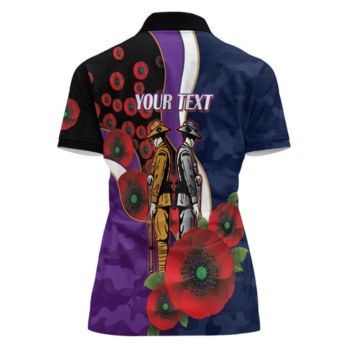 Melbourne Storm ANZAC Personalised Women Polo Shirt Lest We Forget Poppy Camo