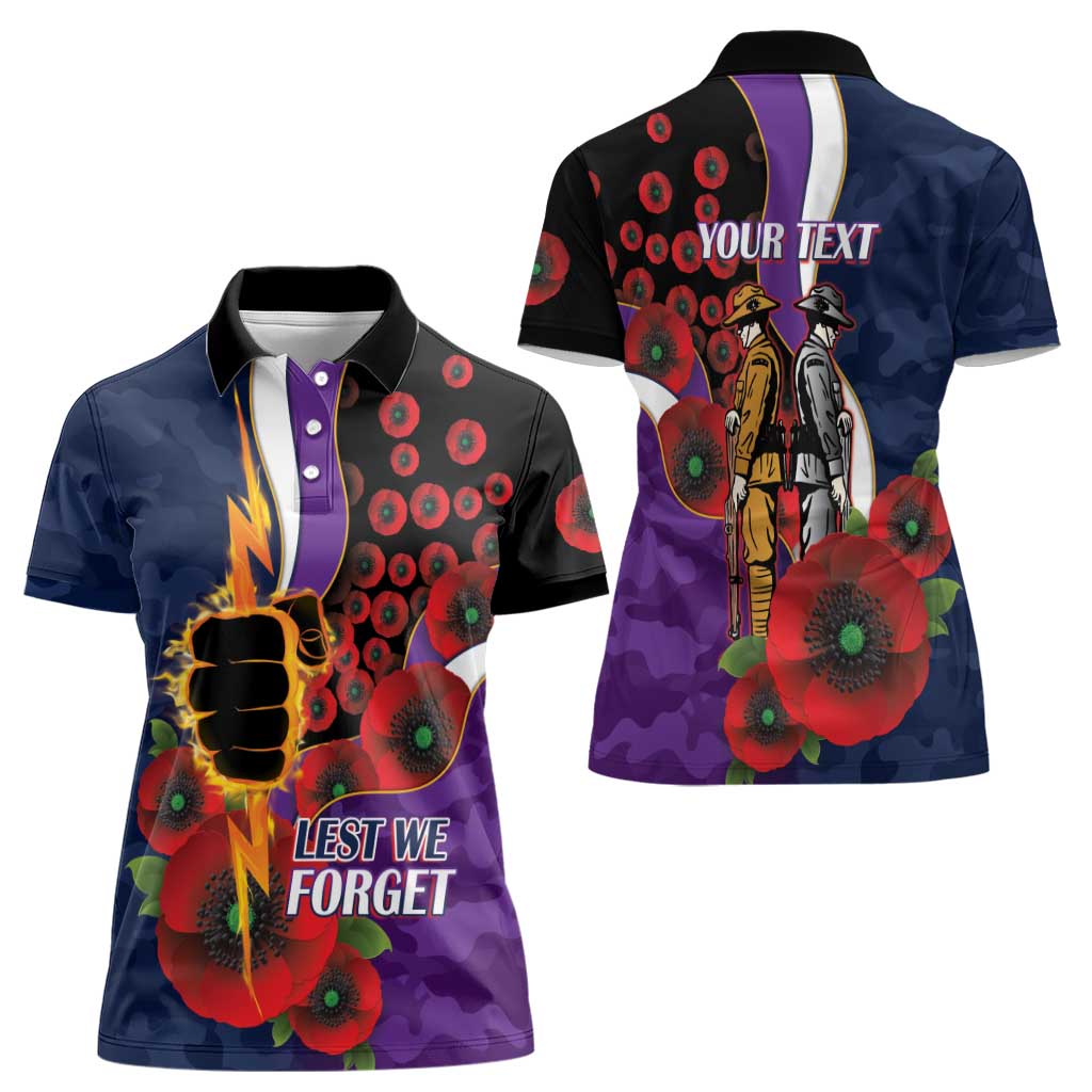Melbourne Storm ANZAC Personalised Women Polo Shirt Lest We Forget Poppy Camo