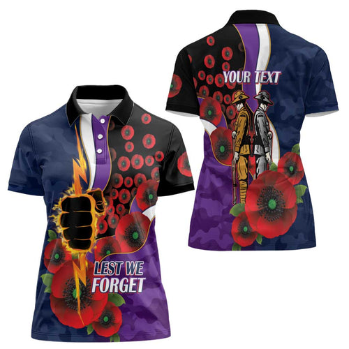 Melbourne Storm ANZAC Personalised Women Polo Shirt Lest We Forget Poppy Camo