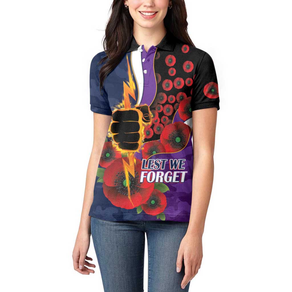 Melbourne Storm ANZAC Personalised Women Polo Shirt Lest We Forget Poppy Camo