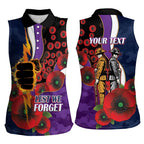 Melbourne Storm ANZAC Personalised Women Sleeveless Polo Shirt Lest We Forget Poppy Camo