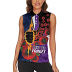 Melbourne Storm ANZAC Personalised Women Sleeveless Polo Shirt Lest We Forget Poppy Camo