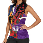 Melbourne Storm ANZAC Personalised Women Sleeveless Polo Shirt Lest We Forget Poppy Camo