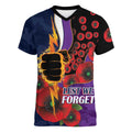 Melbourne Storm ANZAC Personalised Women V-Neck T-Shirt Lest We Forget Poppy Camo