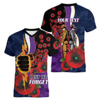 Melbourne Storm ANZAC Personalised Women V-Neck T-Shirt Lest We Forget Poppy Camo