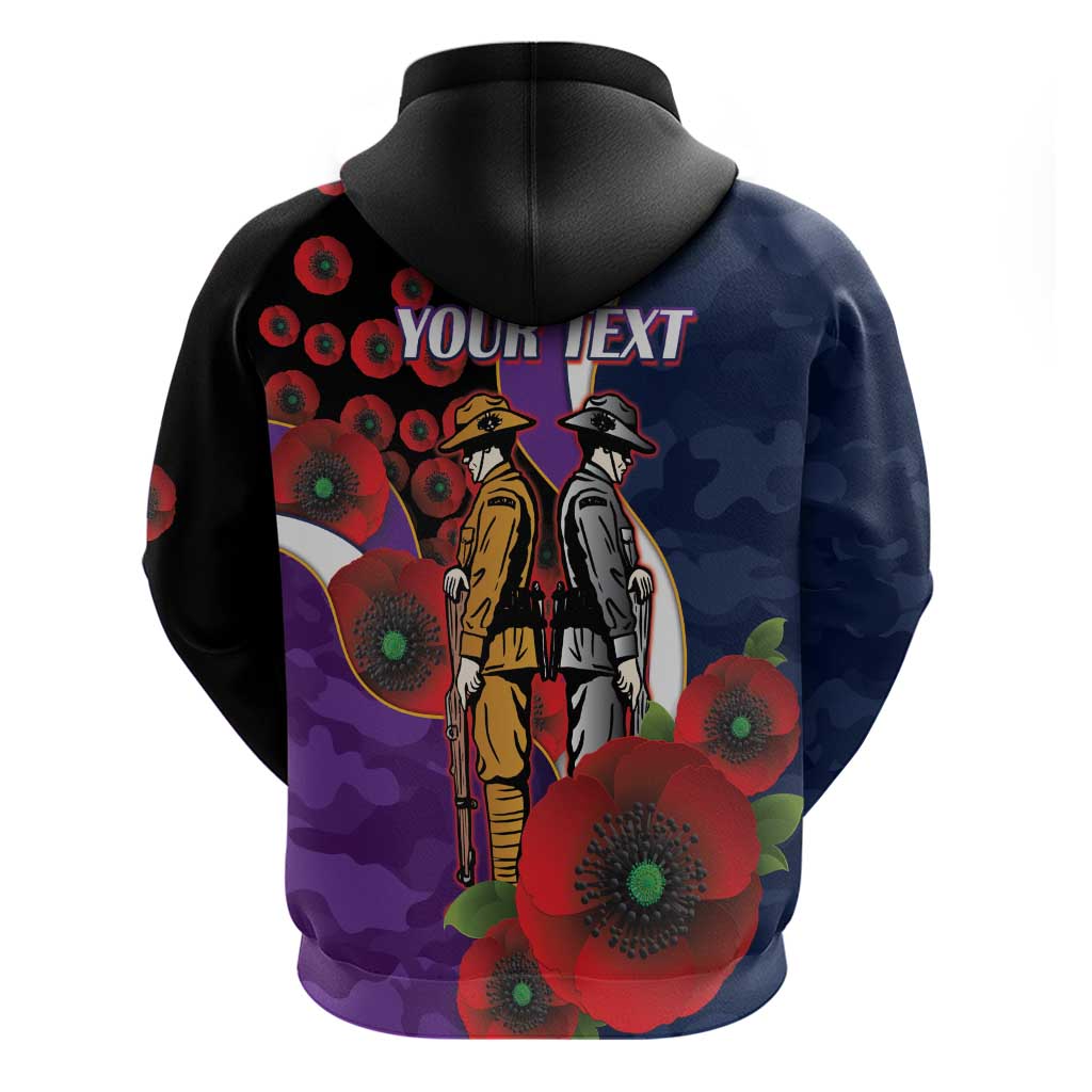 Melbourne Storm ANZAC Personalised Zip Hoodie Lest We Forget Poppy Camo
