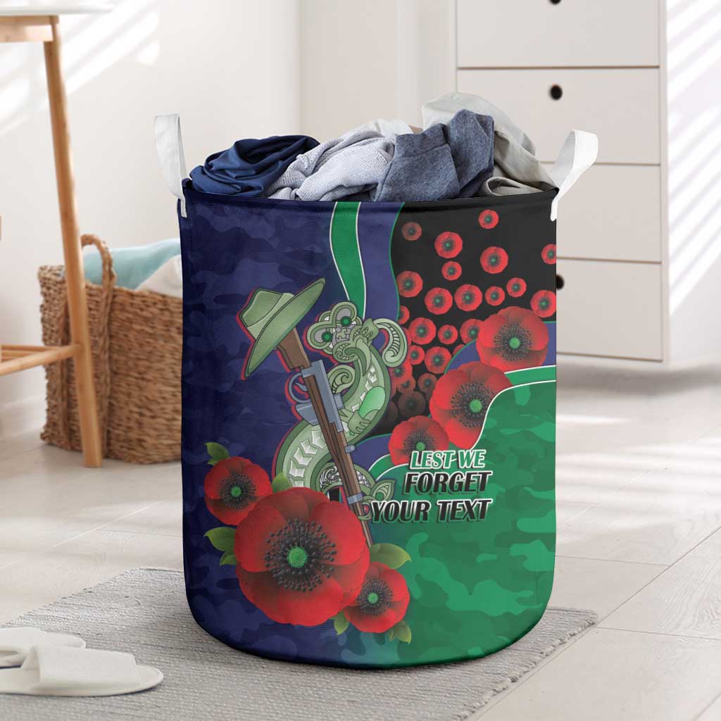 New Zealand Warriors ANZAC Personalised Laundry Basket Lest We Forget Poppy Camo