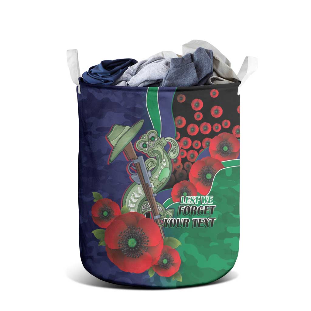 New Zealand Warriors ANZAC Personalised Laundry Basket Lest We Forget Poppy Camo