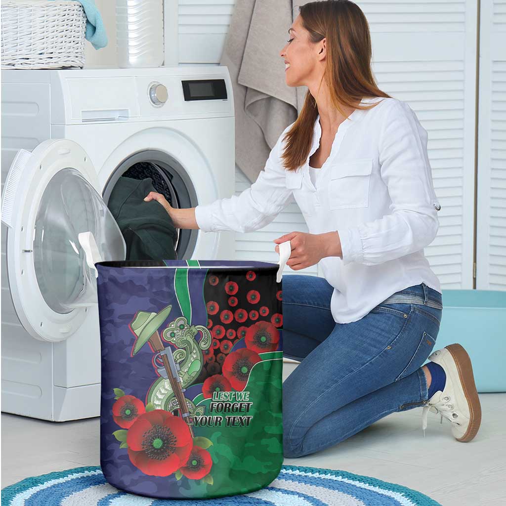 New Zealand Warriors ANZAC Personalised Laundry Basket Lest We Forget Poppy Camo