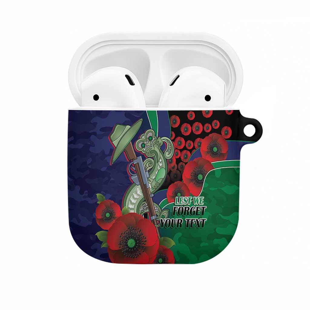 New Zealand Warriors ANZAC Personalised AirPods Case Lest We Forget Poppy Camo