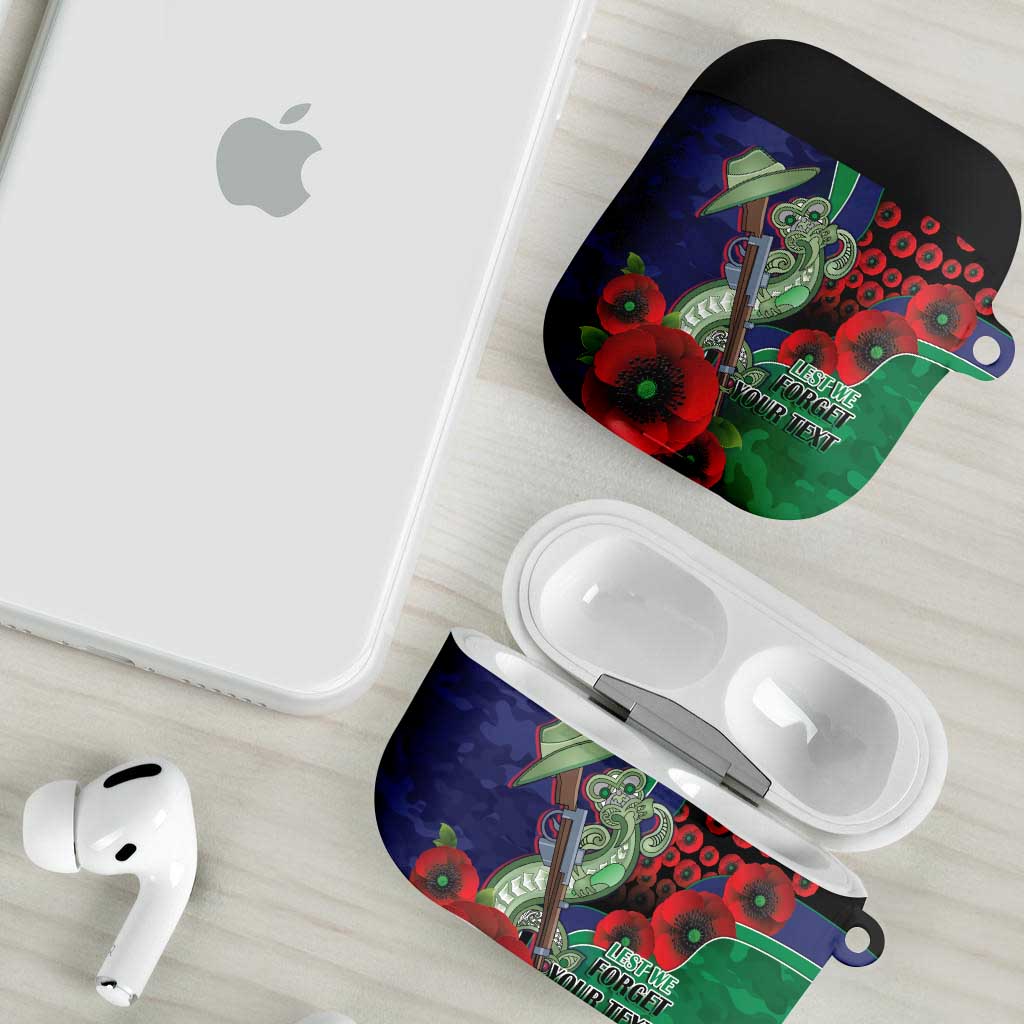 New Zealand Warriors ANZAC Personalised AirPods Case Lest We Forget Poppy Camo
