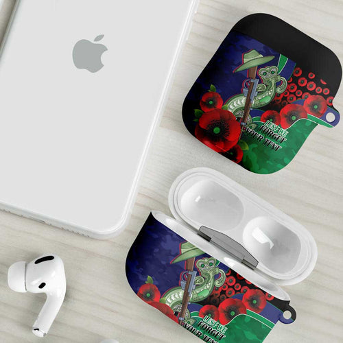 New Zealand Warriors ANZAC Personalised AirPods Case Lest We Forget Poppy Camo