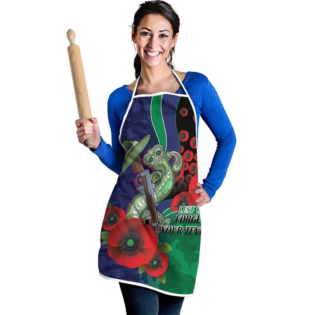 New Zealand Warriors ANZAC Personalised Apron Lest We Forget Poppy Camo