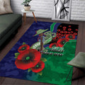 New Zealand Warriors ANZAC Personalised Area Rug Lest We Forget Poppy Camo