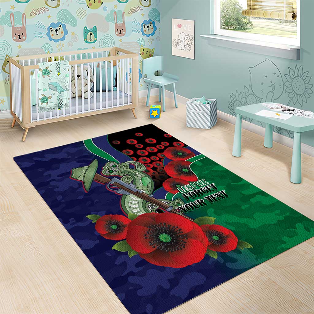 New Zealand Warriors ANZAC Personalised Area Rug Lest We Forget Poppy Camo
