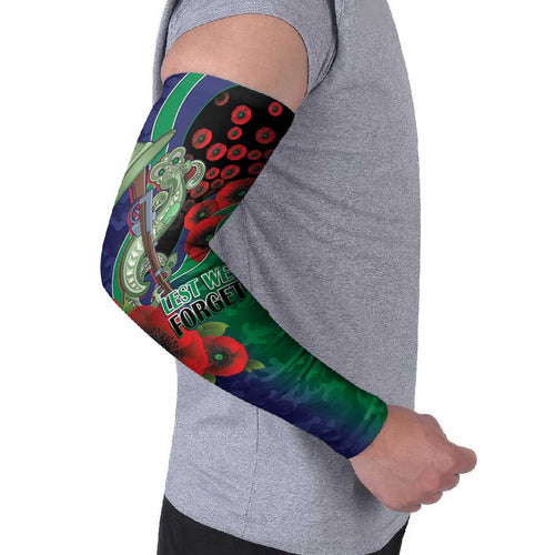 New Zealand Warriors ANZAC Personalised Arm Sleeves Lest We Forget Poppy Camo