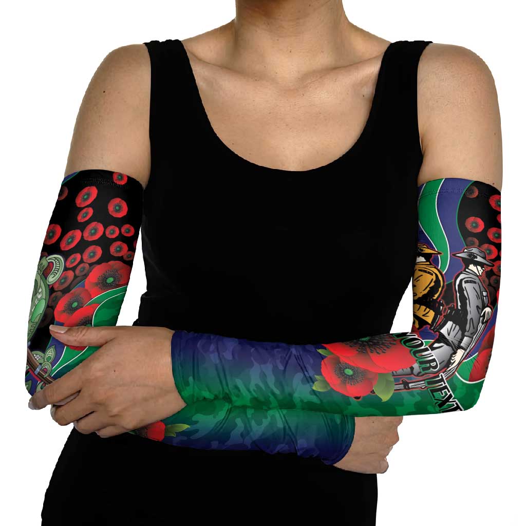 New Zealand Warriors ANZAC Personalised Arm Sleeves Lest We Forget Poppy Camo