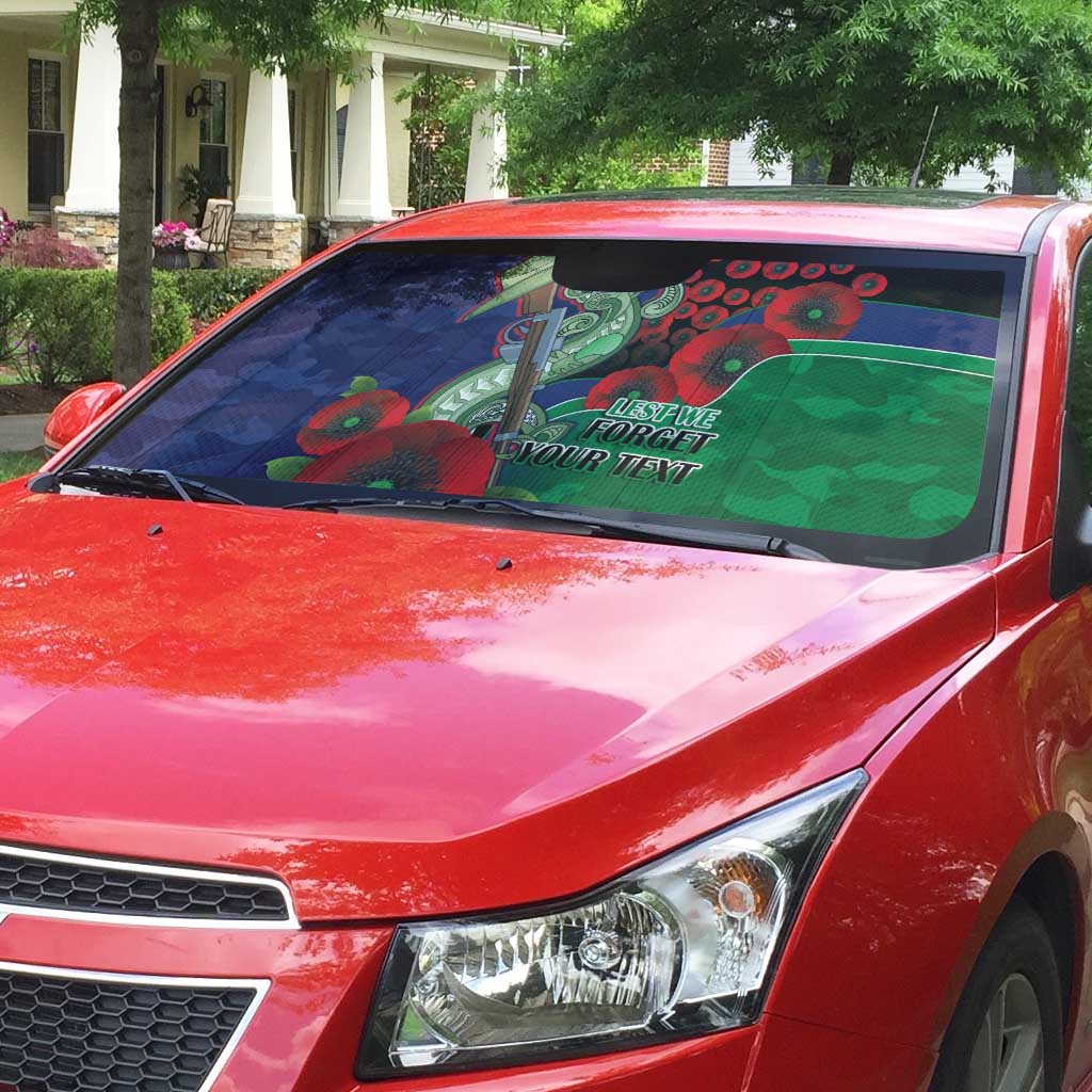 New Zealand Warriors ANZAC Personalised Auto Sun Shade Lest We Forget Poppy Camo