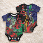 New Zealand Warriors ANZAC Personalised Baby Onesie Lest We Forget Poppy Camo