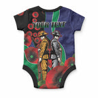 New Zealand Warriors ANZAC Personalised Baby Onesie Lest We Forget Poppy Camo