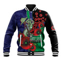 New Zealand Warriors ANZAC Personalised Baseball Jacket Lest We Forget Poppy Camo