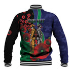 New Zealand Warriors ANZAC Personalised Baseball Jacket Lest We Forget Poppy Camo