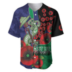 New Zealand Warriors ANZAC Personalised Baseball Jersey Lest We Forget Poppy Camo