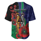 New Zealand Warriors ANZAC Personalised Baseball Jersey Lest We Forget Poppy Camo
