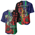 New Zealand Warriors ANZAC Personalised Baseball Jersey Lest We Forget Poppy Camo