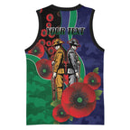 New Zealand Warriors ANZAC Personalised Basketball Jersey Lest We Forget Poppy Camo