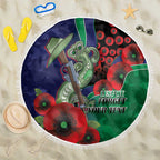 New Zealand Warriors ANZAC Personalised Beach Blanket Lest We Forget Poppy Camo