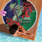 New Zealand Warriors ANZAC Personalised Beach Blanket Lest We Forget Poppy Camo