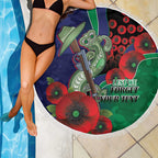 New Zealand Warriors ANZAC Personalised Beach Blanket Lest We Forget Poppy Camo