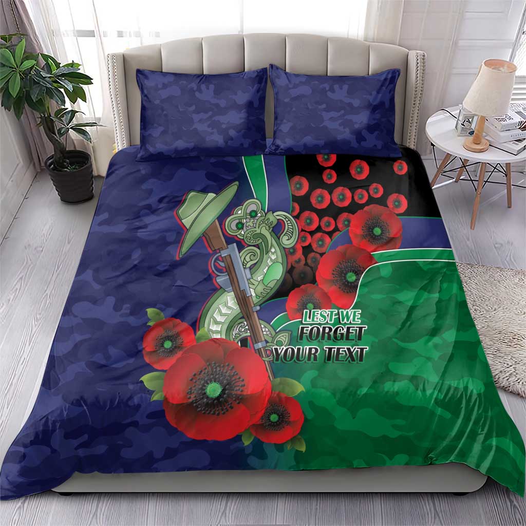 New Zealand Warriors ANZAC Personalised Bedding Set Lest We Forget Poppy Camo