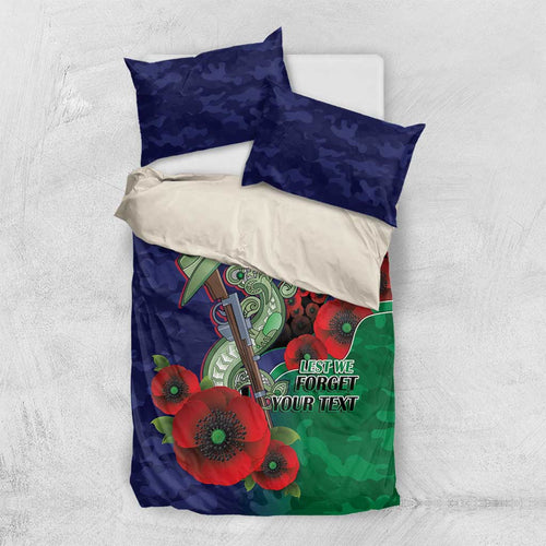 New Zealand Warriors ANZAC Personalised Bedding Set Lest We Forget Poppy Camo