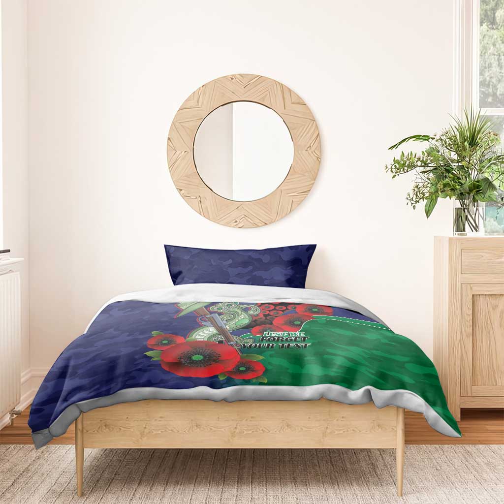 New Zealand Warriors ANZAC Personalised Bedding Set Lest We Forget Poppy Camo