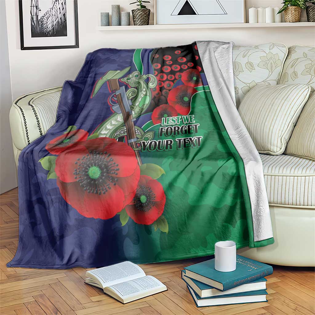 New Zealand Warriors ANZAC Personalised Blanket Lest We Forget Poppy Camo
