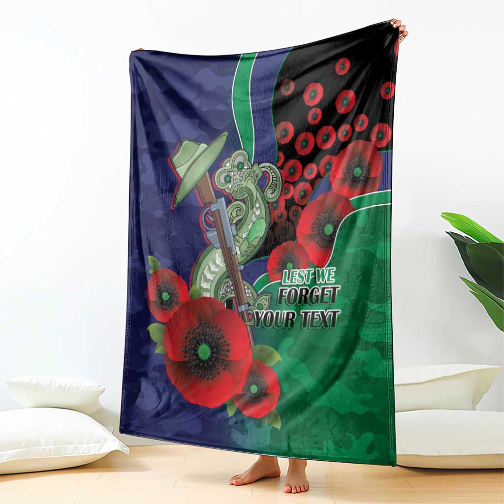 New Zealand Warriors ANZAC Personalised Blanket Lest We Forget Poppy Camo